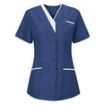thumbnail image 1 of Atogsazn Women's Modern Short Sleeve V-Neck Top Scrub Tops Nursing Uniforms Work Shirt with Two Pocket Navy XL, 1 of 3