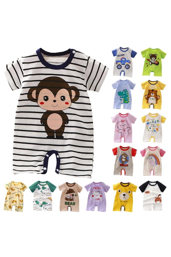 Baby Boy Girl Romper Summer Clothing Newborn Baby Cotton Short Sleeve Thin Crawling Suit Baby Onesie Ha Clothes Baby Clothes, 6M