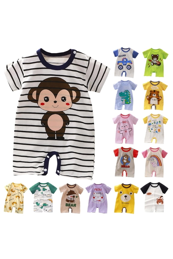 Baby Boy Girl Romper Summer Clothing Newborn Baby Cotton Short Sleeve Thin Crawling Suit Baby Onesie Ha Clothes Baby Clothes, 18M