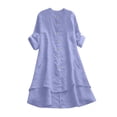 thumbnail image 1 of Summer Savings Basic Tee Fall Tops Women's Solid Color Button Cotton Linen With Pockets Thin Long Sleeve Long Blouse T Shirt Shirt Summer Casual Tee Tops, 1 of 4
