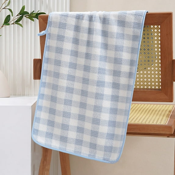 Summer Savings Clearance! Bath Towels QTOCIO Thickened Coral Fleece Checkered Towel Household Bath And Face Towel Super Absorbent with Lanyard