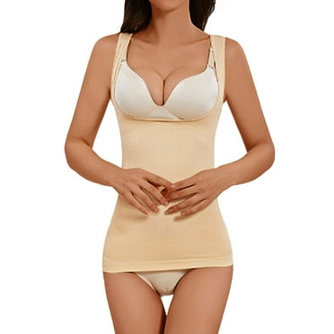 Summer Savings Clearance Bodysuit for Women,Shapewear Bodysuit Scoop Neck Tank Tops for Women,Tummy Control Waist Trainer,Tummy Tuck Compression Garment for Women