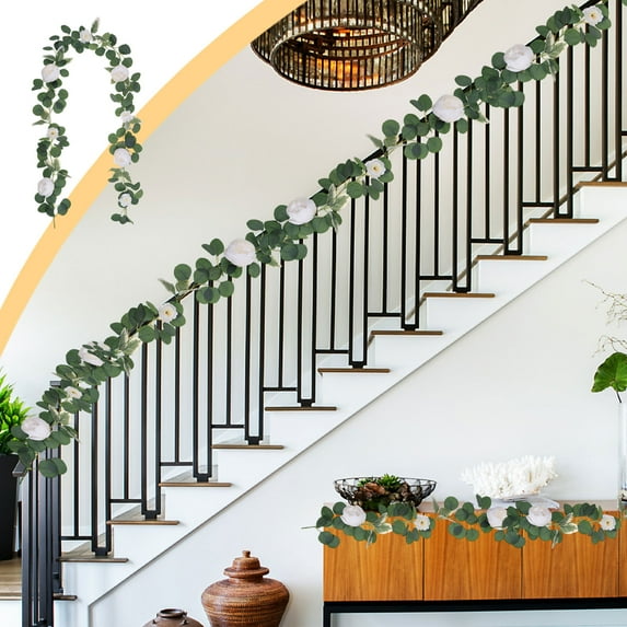 Summer Savings Clearance! Boovnll 2Pcs 5.9FT Eucalyptus Garland, Artificial Flower Garland Wreath Vines Green Spring Garland for Home, Farm, Fireplace, Table, Wall, Wedding Arch, Party Decor, Garland