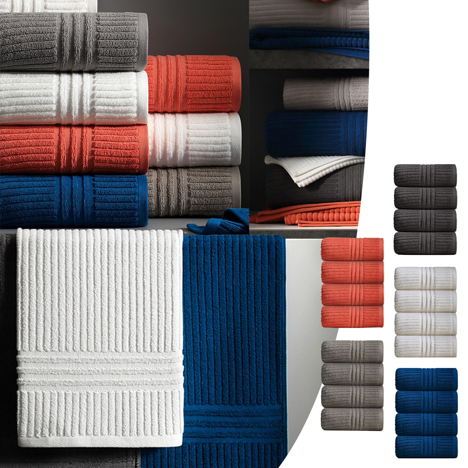 Summer Savings Clearance! Boovnll 4 Pack Hand Towels for Bathroom, 13x28" Super Soft & Absorbent Quick Dry Solid Color Cotton Towels, Thicken Microfiber Hand Towels for Hotel, Pool, Spa, Beach, Towels