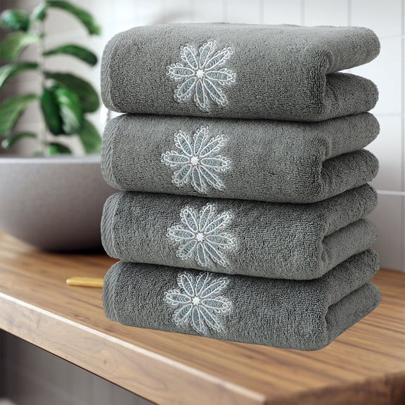 Summer Savings Clearance! Boovnll 4 Pack Hand Towels for Bathroom, 13x30" Super Soft & Absorbent Quick Dry Solid Color Cotton Towels, Thicken Microfiber Hand Towels for Hotel, Pool, Spa, Beach, Towels