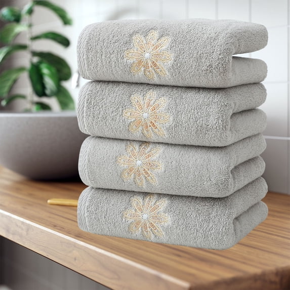 Summer Savings Clearance! Boovnll 4 Pack Hand Towels for Bathroom, 13x30" Super Soft & Absorbent Quick Dry Solid Color Cotton Towels, Thicken Microfiber Hand Towels for Hotel, Pool, Spa, Beach, Towels