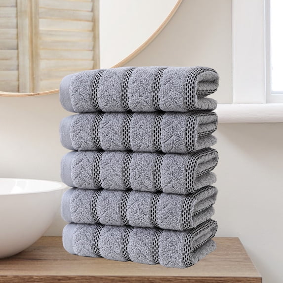 Summer Savings Clearance! Boovnll 5 Pack Hand Towels for Bathroom, 13x29" Super Soft & Absorbent Quick Dry Solid Color Cotton Towels, Thicken Microfiber Hand Towels for Hotel, Pool, Spa, Beach, Towels