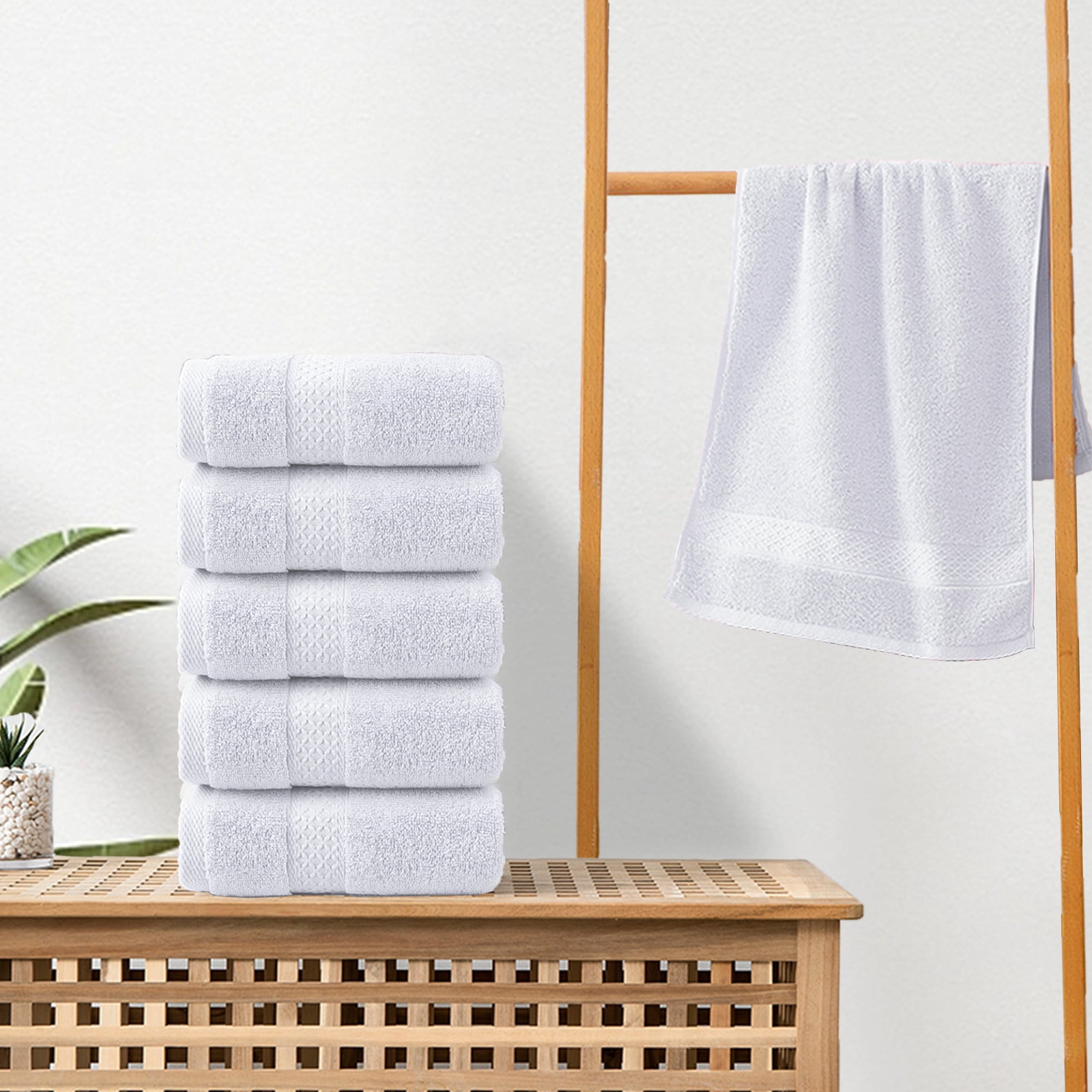 Summer Savings Clearance! Boovnll 5 Pack Hand Towels for Bathroom, 13x30" Super Soft & Absorbent Quick Dry Solid Color Cotton Towels, Thicken Microfiber Hand Towels for Hotel, Pool, Spa, Beach, Towels