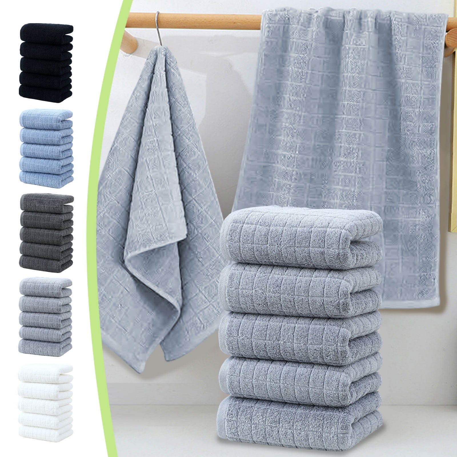 Summer Savings Clearance! Boovnll 5 Pack Hand Towels for Bathroom, 13x30" Super Soft & Absorbent Quick Dry Solid Color Cotton Towels, Thicken Microfiber Hand Towels for Hotel, Pool, Spa, Beach, Towels
