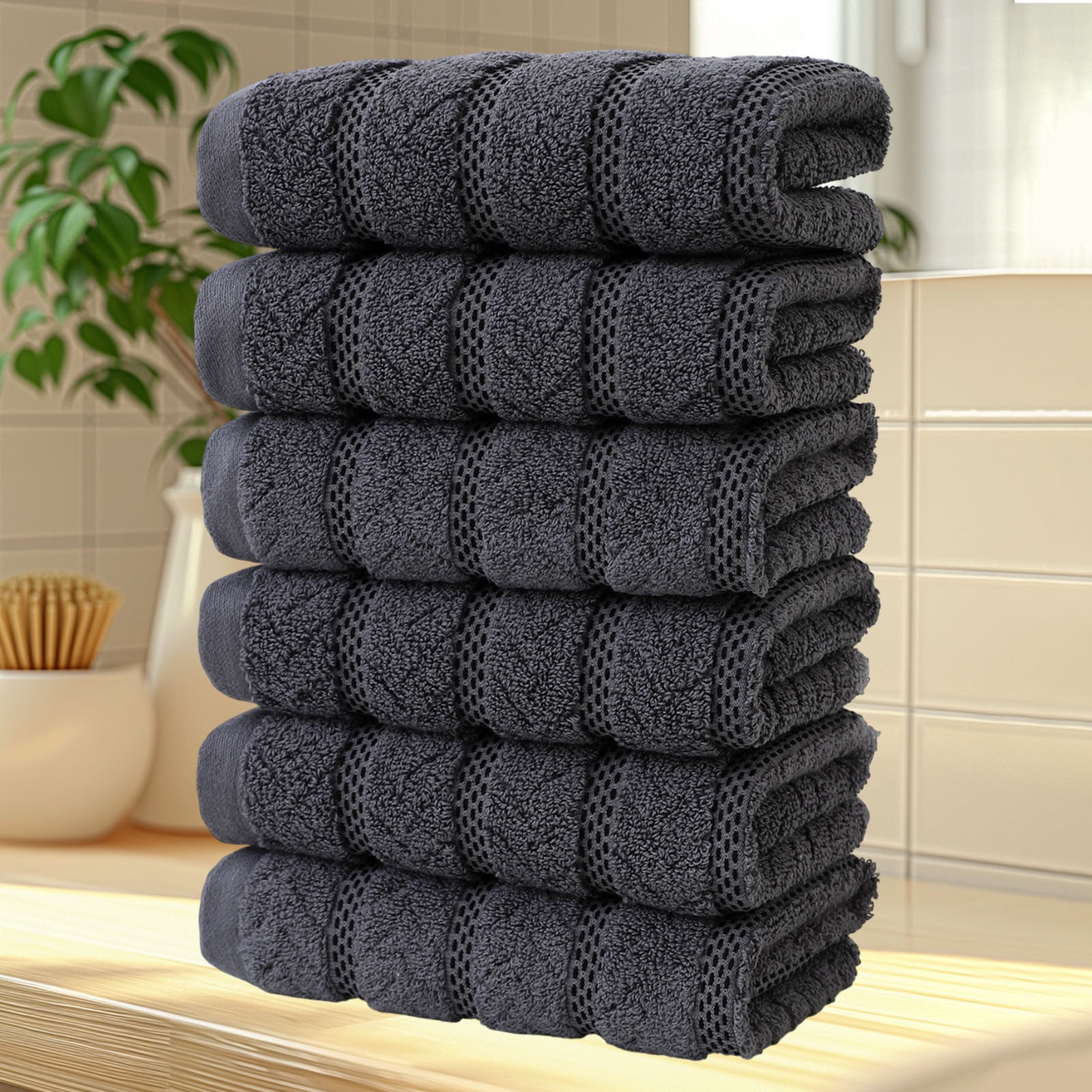 Summer Savings Clearance! Boovnll 6 Pack Hand Towels for Bathroom, 13x29" Super Soft & Absorbent Quick Dry Solid Color Cotton Towels, Thicken Microfiber Hand Towels for Hotel, Pool, Spa, Beach, Towels
