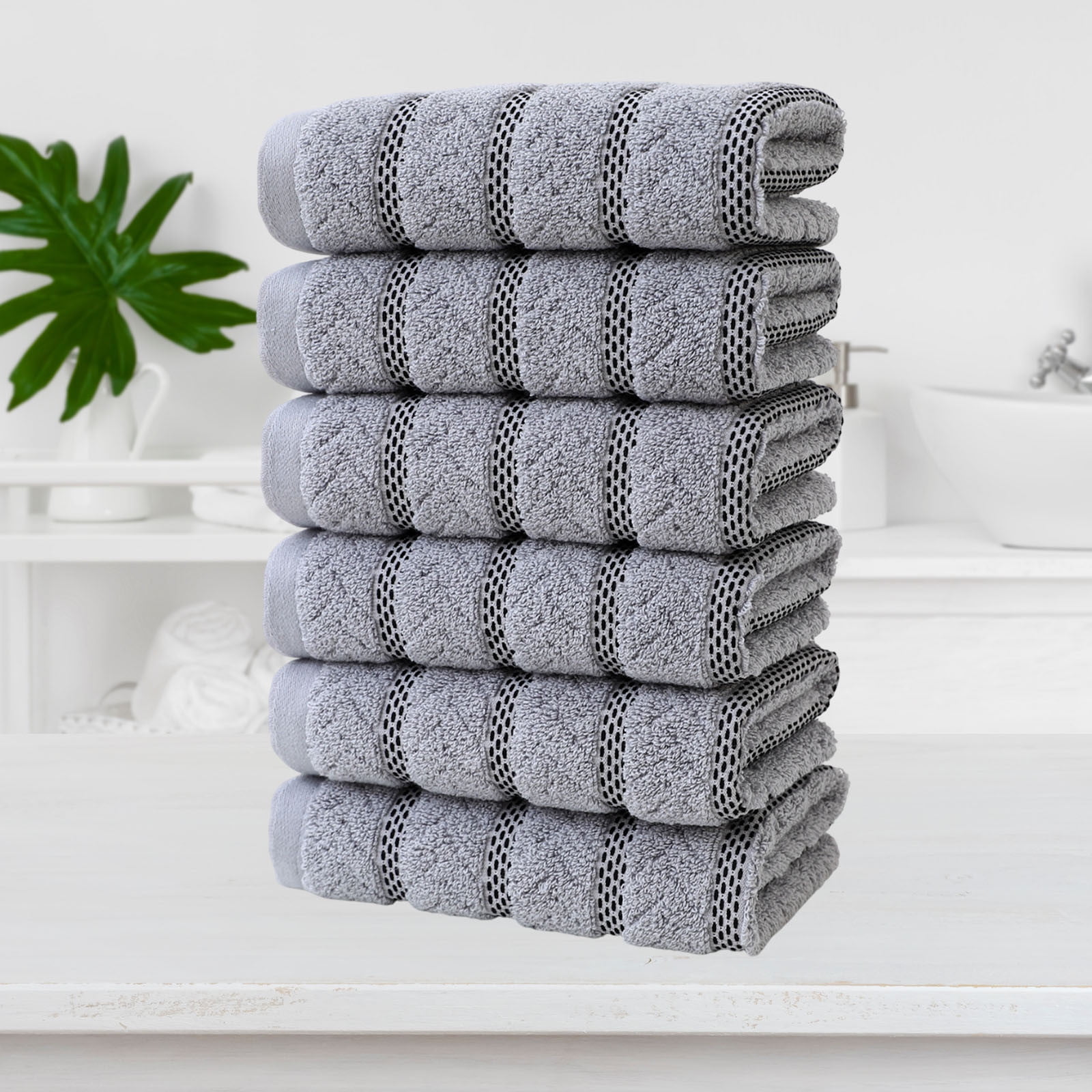 Summer Savings Clearance! Boovnll 6 Pack Hand Towels for Bathroom, 13x29" Super Soft & Absorbent Quick Dry Solid Color Cotton Towels, Thicken Microfiber Hand Towels for Hotel, Pool, Spa, Beach, Towels