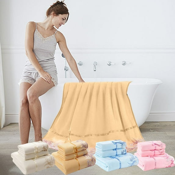 Summer Savings Clearance! Boovnll Bath Towels Set of 3, Super Soft & Absorbent Hand Towels & Towels for Bathroom Quick Dry Thicken Microfiber for Bathroom, Hotel, Pool, Gym, Spa, Daily Use, Towels