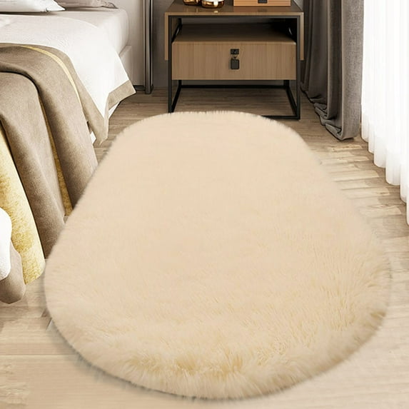 Summer Savings Clearance! Boovnll Rugs for Bedroom, 2x5.3Ft Super Soft Solid Color Plush Bedside Throw Rugs, Non Slip & Non Shedding Oval Bedroom Rug, for Living Room, Bedroom, Home Decor, Area Rug