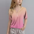 thumbnail image 1 of Summer Boys Girls Shirts Fashion Gradient Color Tops Cute Short Sleeve Tops Blouse Shirts Notched V Neck Top Kids Shirts 3-14 Years, 1 of 5