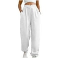 thumbnail image 1 of Bxsruta Sweatpants for Women High Elastic Waist Pant with Pockets Crossover Baggy Cinch Bottom Sweatpants Gym Athletic Jogger Lounge Pants Trousers White L, 1 of 7