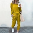 thumbnail image 1 of Bxsruta Two Piece Outfits for Women Loose Two-piece Sets Solid Long Sleeve Tops Vest Casual Pants Sweatsuit Lounge Workout Sets for Women, 1 of 5