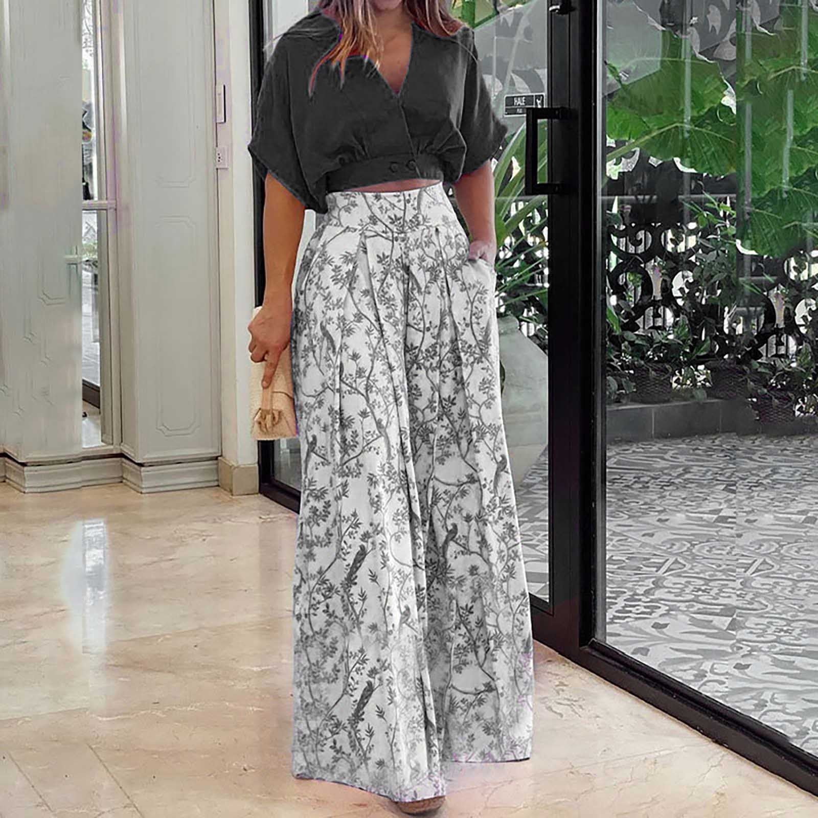 Bxsruta Two Piece Outfits for Women Summer Fall Froral Print Casual ...