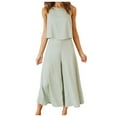 thumbnail image 1 of Summer Savings Clearance! CQCYD Two Piece Sets for Women, Women Round-Neck Sleeveless Top and Wide-Leg Pant Suit Casual Home Wear Leisure Gray XL, 1 of 6