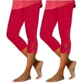 thumbnail image 1 of Summer Savings Clearance Capris Pants for Women, 2PCWomen's Summer High Waisted Solid Color Capris Matching Slim Fitting Yoga Gym Pants(Watermelon Red,XL), 1 of 6