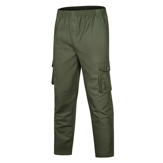 Summer Savings Clearance Cargo Pants For Men Men's Cotton And Linen Elastic Waist Blended Breathable Comfortable Soft Beach Casual Trousers Full Length Pants