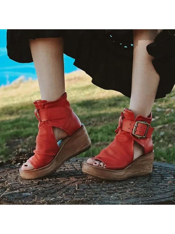 Summer Danhjin Women's High top Wedge Sandals Thick soled Open Toe Summer High Heel Casual Sandals Wedge Platform Sandals