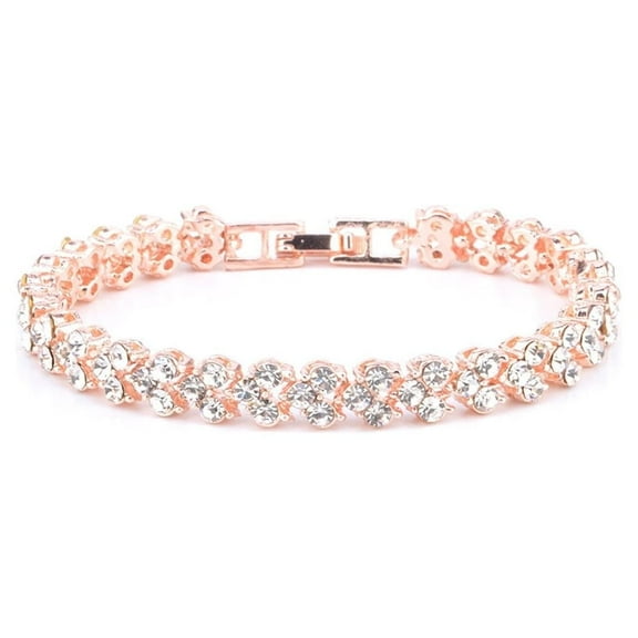 Suncoda Women's Tennis Bracelets Luxury Slender Rose Gold Plated Bracelet with Sparkling Cubic Zirconia Bracelet Jewelry Gifts for Her