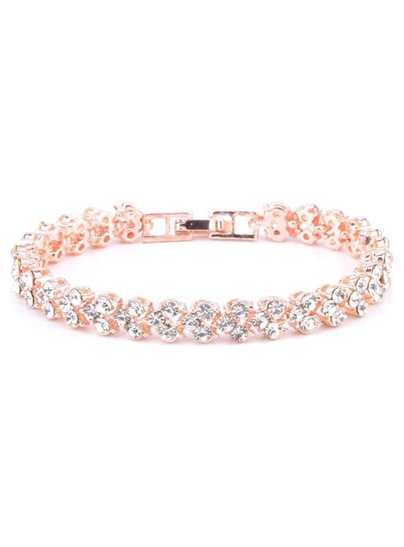 Women's Tennis Bracelets Luxury Slender Rose Gold Plated Bracelet with Sparkling Cubic Zirconia Bracelet Jewelry Gifts for Her