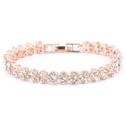 Summer Savings Clearance! Danhjin Women's Tennis Bracelets Luxury Slender Rose Gold Plated Bracelet with Sparkling Cubic Zirconia Bracelet Jewelry Gifts for Her