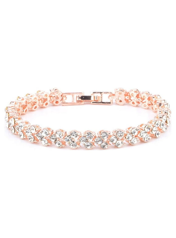 Summer Savings Clearance! Danhjin Women's Tennis Bracelets Luxury Slender Rose Gold Plated Bracelet with Sparkling Cubic Zirconia Bracelet Jewelry Gifts for Her
