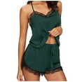 thumbnail image 1 of Dezsed Sexy Pajama Set for Women Two Piece Summer Sleepwear Sets Sleeveless Strap Nightwear Lace Trim Satin Cami Pajama Sets Green S, 1 of 8