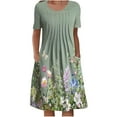 thumbnail image 1 of Dezsed Sun Dresses Women Summer Casual Round Neck Short Sleeve Folding Floral Printed Dresses, 1 of 5