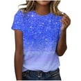 thumbnail image 1 of Dezsed T Shirts for Women Women'S Casual Sparkling Crystal Printed Round Neck Short Sleeve Tee Tops Blue C S, 1 of 5