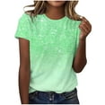 thumbnail image 1 of Dezsed T Shirts for Women Women'S Casual Sparkling Crystal Printed Round Neck Short Sleeve Tee Tops Green C S, 1 of 5