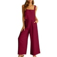 thumbnail image 1 of Dezsed Two Piece Sets for Women Casual Summer Sets Linen Sleeveless Tank Crop Top Wide Leg Pants Lounge Matching Sets Red XXXL, 1 of 6