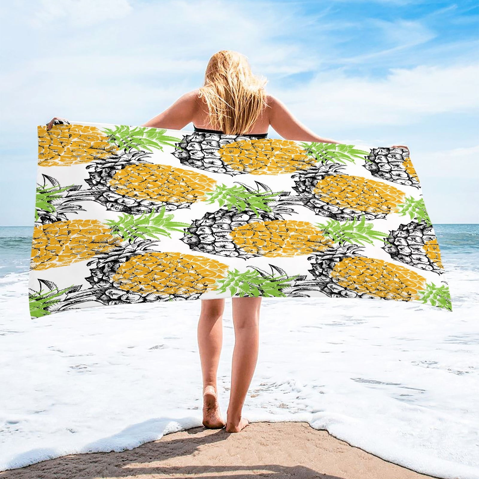 Sea Animal Beach Towel - Dolphin Shark Turtle Print, Oversized Microfiber Quick Dry Towel 52x32 Inches For Adults & Kids - View #4