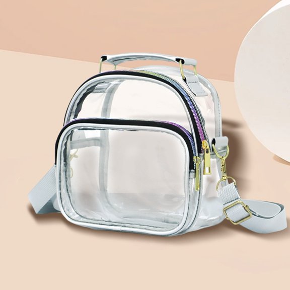 Clearance Djunllk Crossbody Bags for Women Men - Clear Chain Sling Bag, Lightweight PVC Multipurpose Small Bag Double Layer Large Capacity