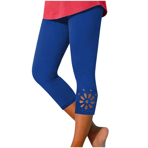 Dovford Capri Leggings for Women 2024 Trendy High Waist Workout Pants Hollow out Tummy Control Loose Comfy Yoga Sweatpants Trouser