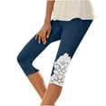 thumbnail image 1 of Dovford New Leggings for Women Lace Capri Leggings Slim Fit Yoga Pants Soft Lace Hem Stretch Crop Tights for Workout Running, 1 of 4