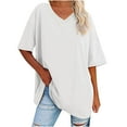 thumbnail image 1 of Dovford Women's Plus Size V Neck T Shirts Summer Half Sleeve Oversized Tees Casual Loose Fit Tunic Tops, 1 of 6