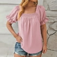 thumbnail image 1 of ECZHAW Womens Dressy Casual Summer Tops Flowy Blouse Puff Sleeve Tops, 1 of 5