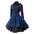 thumbnail image 1 of Summer Savings Clearance Ecqkame Fashion Women Vintage Gothic Court Square Collar Patchwork Princess Dress Blue M, 1 of 5