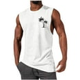 thumbnail image 1 of Ecqkame Mens Comfy Workout Sleeveless T-shirt Casual Tank Top Athletic Coconut Round-Neck Printed Tops Blouse A-White XXL, 1 of 5