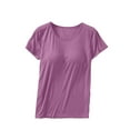 thumbnail image 1 of Ecqkame T Shirts for Women Solid Color Lightweight Paddded Loose Casual Breathable Tops Workout Tops for Women Purple XXL, 1 of 4