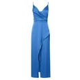 thumbnail image 1 of Ecqkame Women Dress Summer Fashion Sleeveless Solid V-Neck Spaghetti Strap Long Dress Womens Dresses Blue M, 1 of 5
