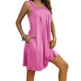 thumbnail image 1 of Ecqkame Womens Summer Dresses Summer Sleeveless Sleepwear Pleated Front Round Neck Nightdress Plus Size Dresses for Curvy Women Pink M, 1 of 7
