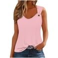 thumbnail image 1 of Summer Savings Clearance! Ecqkame Womens Tank Tops Solid Color Suspender Sleeveless Lightweight Loose Casual Top Going Out Tops for Women Hot Pink C L, 1 of 5