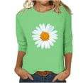 thumbnail image 1 of Summer Savings Clearance! Ecqkame Womens Tops Fashion Printed T-Shirt 3/4 Sleeve Blouse Round Neck Loose Casual Summer Tops for Women 2024 Green M, 1 of 3