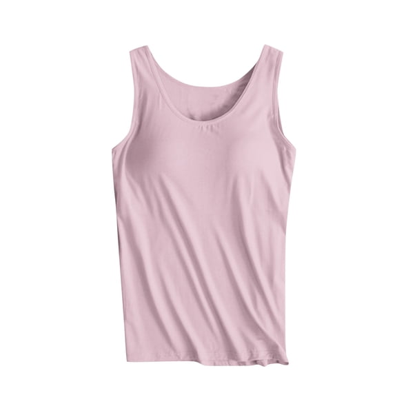 Ecqkame Workout Tops for Women Loose Casua Lightweight Solid Color Padded Running Gym Workout Tank Tops for Women Pink XXL