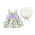 thumbnail image 1 of Edvintorg 1-4 Years Toddler Baby Girl Clothes Summer Bow Decoration Flower Print Suspender Dress with Hat Kids Clothes Girls 2025, 1 of 3