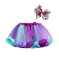 thumbnail image 1 of Edvintorg 2-11Years Children Girls Clothing Cute Rainbow Net Yarn Princess Skirt Multi-Color Skirt Bow Hairpin Suit for Party Girls Boutique Outfits, 1 of 7
